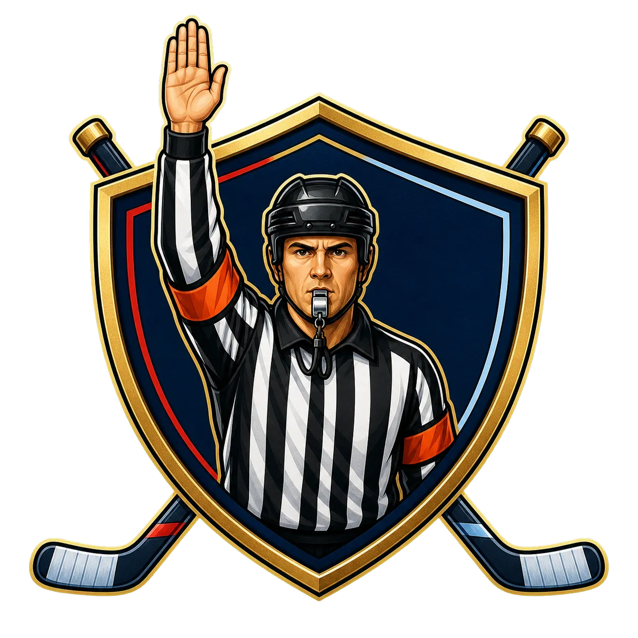 Hockey referee signaling a penalty